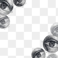 Vintage human eye png border, vintage artwork by Isaac Weissenbruch on transparent background, remixed by rawpixel