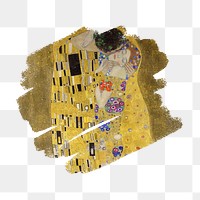 Brushstroke png Gustav Klimt's The Kiss sticker, transparent background, remixed by rawpixel