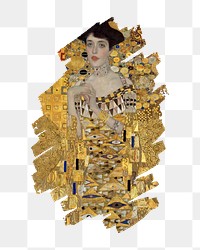 Brushstroke png Gustav Klimt's Portrait of Adele Bloch-Bauer I collage sticker, transparent background, remixed by rawpixel