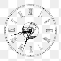 Clock dial png on transparent background, remixed by rawpixel