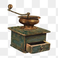 Coffee mill png on transparent background, remixed by rawpixel