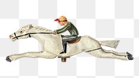 Horse and Jockey png sticker, vintage illustration by Palmyra Pimentel on transparent background, remixed by rawpixel