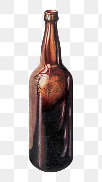 Beer bottle png on transparent background, remixed by rawpixel