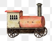 Toy locomotive  png on transparent background, remixed by rawpixel