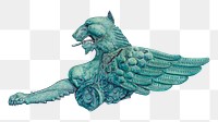 Ornamental iron Griffon png on transparent background, remixed by rawpixel