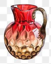 Red pitcher png on transparent background, remixed by rawpixel