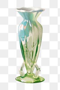 Green vintage vase png sticker, remixed by rawpixel