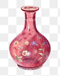 Red China vase png sticker, transparent background, remixed by rawpixel