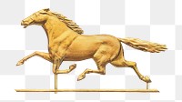 Golden horse png sticker, vintage animal illustration byJoseph Goldberg on transparent background, remixed by rawpixel