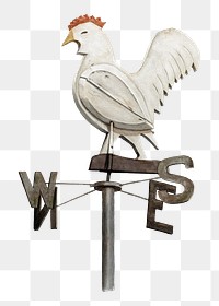 Chicken weather vane png sticker, vintage illustration by Elmer R. Kottcamp on transparent background, remixed by rawpixel