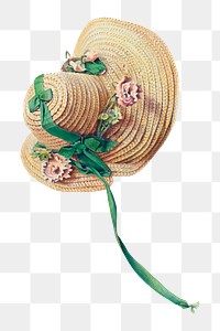 Vintage woman's bonnet png on transparent background, remixed by rawpixel