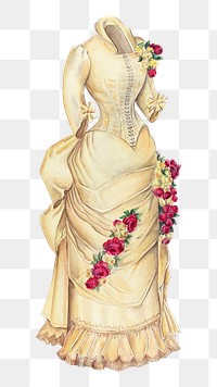 Victorian wedding gown png on transparent background, remixed by rawpixel