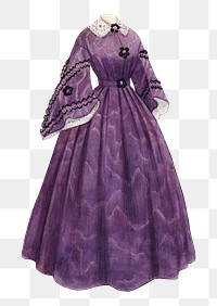 Purple Victorian dress png on transparent background, remixed by rawpixel