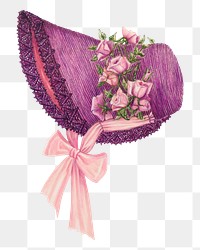 Purple woman's bonnet png on transparent background, remixed by rawpixel