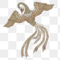 George Barbier's golden phoenix png sticker, transparent background. Remastered by rawpixel.