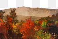 Autumn Treetops png border, Winslow Homer's nature illustration, transparent background, remixed by rawpixel