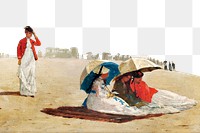 East Hampton Beach png border, Winslow Homer's vintage illustration, transparent background, remixed by rawpixel