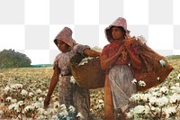 The Cotton Pickers png border, Winslow Homer's illustration, transparent background, remixed by rawpixel