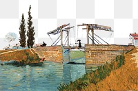 Van Gogh's border png Langlois Bridge at Arles sticker, transparent background, remixed by rawpixel