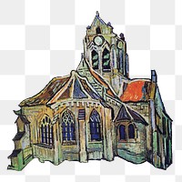 Famous painting png Vincent van Gogh's The Church at Auvers sticker, transparent background, remixed by rawpixel