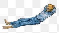 Famous painting png Van Gogh's The Siesta sticker, transparent background, remixed by rawpixel