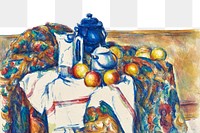 Vintage border png Paul Cézanne's Still Life with Blue Pot sticker, transparent background, remixed by rawpixel