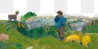 The Swineherd png border, vintage Paul Gauguin's artwork on transparent background, remixed by rawpixel