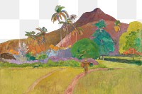 Tahitian Landscape png transparent background, vintage Paul Gauguin's artwork, remixed by rawpixel