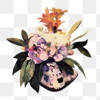 Flower still life png sticker, Paul Gauguin's vintage illustration on transparent background, remixed by rawpixel