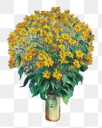 PNG Claude Monet's Jerusalem Artichoke Flowers artwork sticker, transparent background, remixed by rawpixel