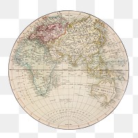 Vintage world map png sticker, artwork by Bowles Carington, transparent background, remixed by rawpixel