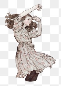 Girl dancing png on transparent background, remixed by rawpixel