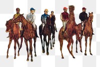 Edgar Degas' png The Riders sticker, vintage horse illustration, transparent background, remixed by rawpixel