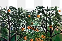 Henri Rousseau's png orange trees border, transparent background, remixed by rawpixel