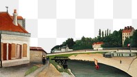 Outskirts of Paris png border, vintage illustration by Henri Rousseau on transparent background, remixed by rawpixel