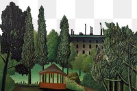 View png Montsouris Park border, vintage illustration by Henri Rousseau on transparent background, remixed by rawpixel