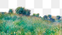 Meadow La Prairie png border, Pierre-Auguste Renoir's oil painting, transparent background, remixed by rawpixel