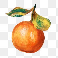 Pierre-Auguste Renoir's orange png sticker, transparent background, remixed by rawpixel