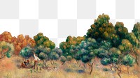 Mount of Sainte-Victoire png border, Pierre-Auguste Renoir's oil painting, transparent background, remixed by rawpixel