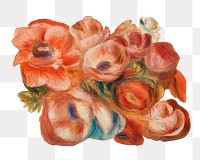 Anemones flower png Pierre-Auguste Renoir famous artwork sticker, transparent background, remixed by rawpixel