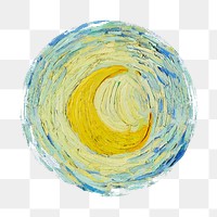 Van Gogh's png The Starry Night's crescent moon sticker, transparent background, remixed by rawpixel