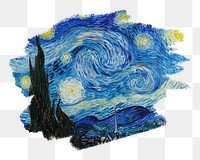 Artwork brushstroke png Van Gogh's The Starry Night sticker, transparent background, remixed by rawpixel