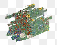 Brushstroke png Gustav Klimt's Farm Garden with Sunflowers sticker, transparent background, remixed by rawpixel