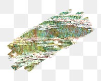 Water lilies png brush stroke sticker, transparent background. Claude Monet artwork, remixed by rawpixel.