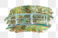 Monet's bridge png brush stroke sticker, transparent background. Famous art remixed by rawpixel.