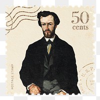 Cezanne’s Antony Valabrègue png postage stamp sticker, transparent background, remixed by rawpixel