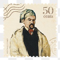 Cezanne’s png Antoine Dominique Sauveur Aubert  postage stamp sticker, transparent background, remixed by rawpixel