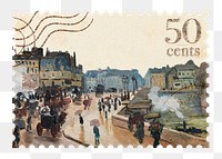 Pont Neuf png postage stamp sticker, transparent background. Claude Monet artwork, remixed by rawpixel.