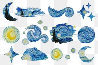 Van Gogh's png famous painting sticker set, transparent background, remixed by rawpixel