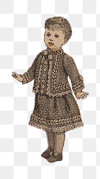 Little Victorian girl png sticker, transparent background. Remastered by rawpixel.